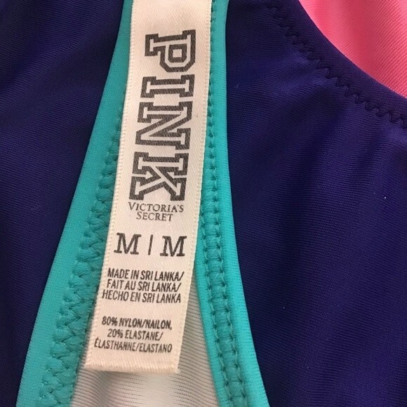 PINK Victoria’s Secret Halter Bikini Royal Blue and Turquoise - Picture 4 of 4